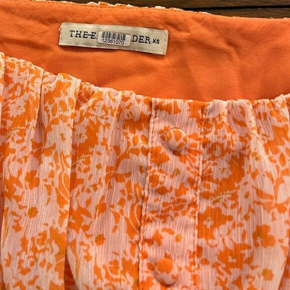 The East Order Orange White Peaches Bohemian Mini Dress Size XS - Picture 16 of 16